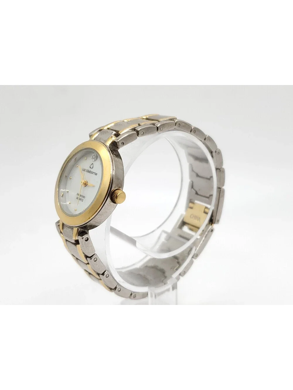 Liz Claiborne Diamond Quartz Womens Watch New Battery Two-Tone MOP Dial 25mm